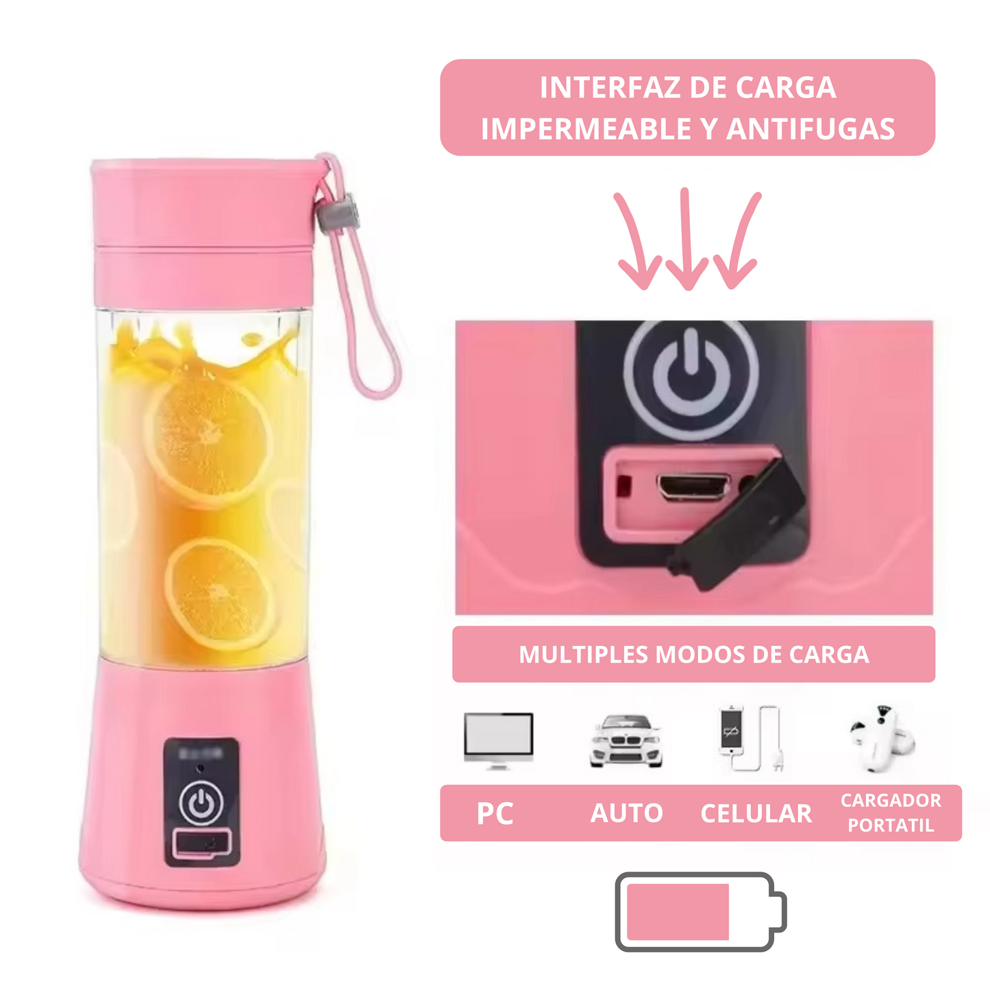 FruityMix™ -Licuadora Portátil de 380ml + Ebook Recetas
