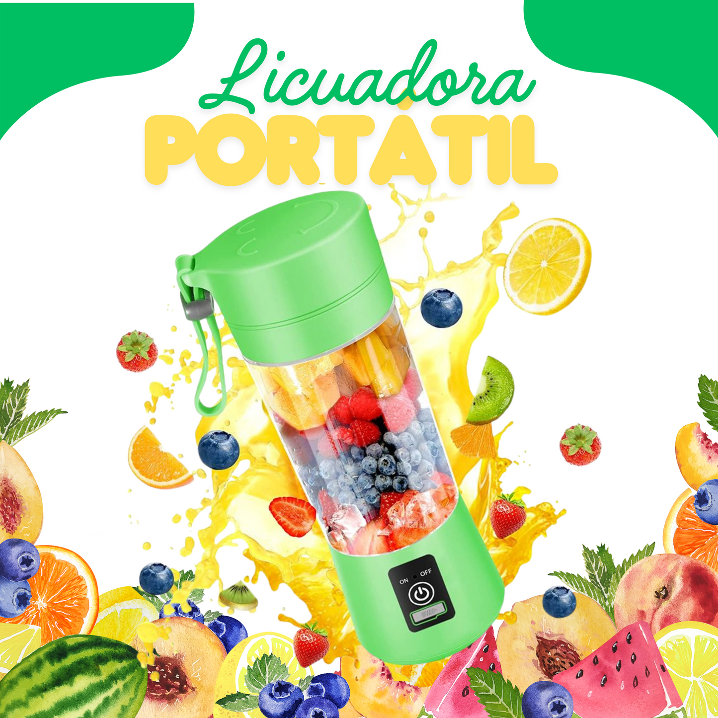 FruityMix™ -Licuadora Portátil de 380ml + Ebook Recetas